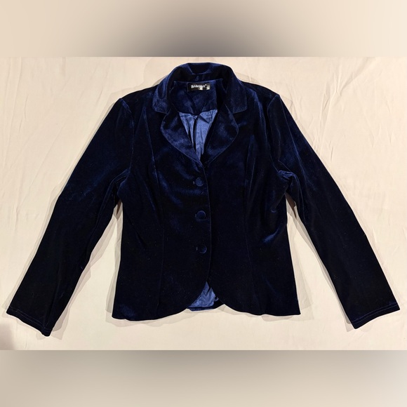 Allegra K Women's Deep Blue Velvet Blazer Size Medium - Picture 3 of 7